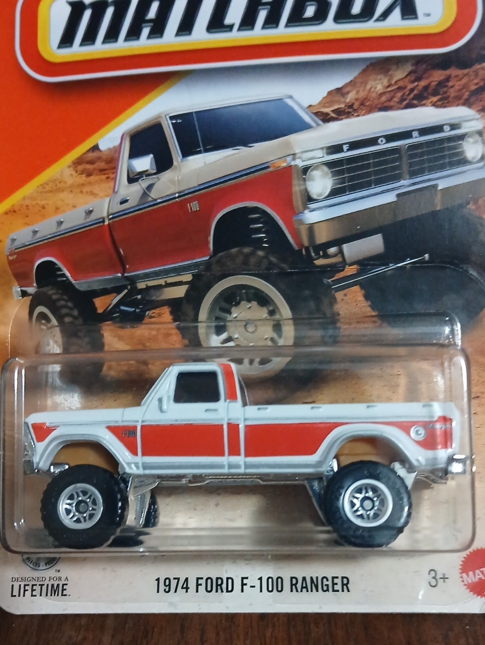 Matchbox 1974 Ford F-100 Ranger Toy Truck - White and Orange